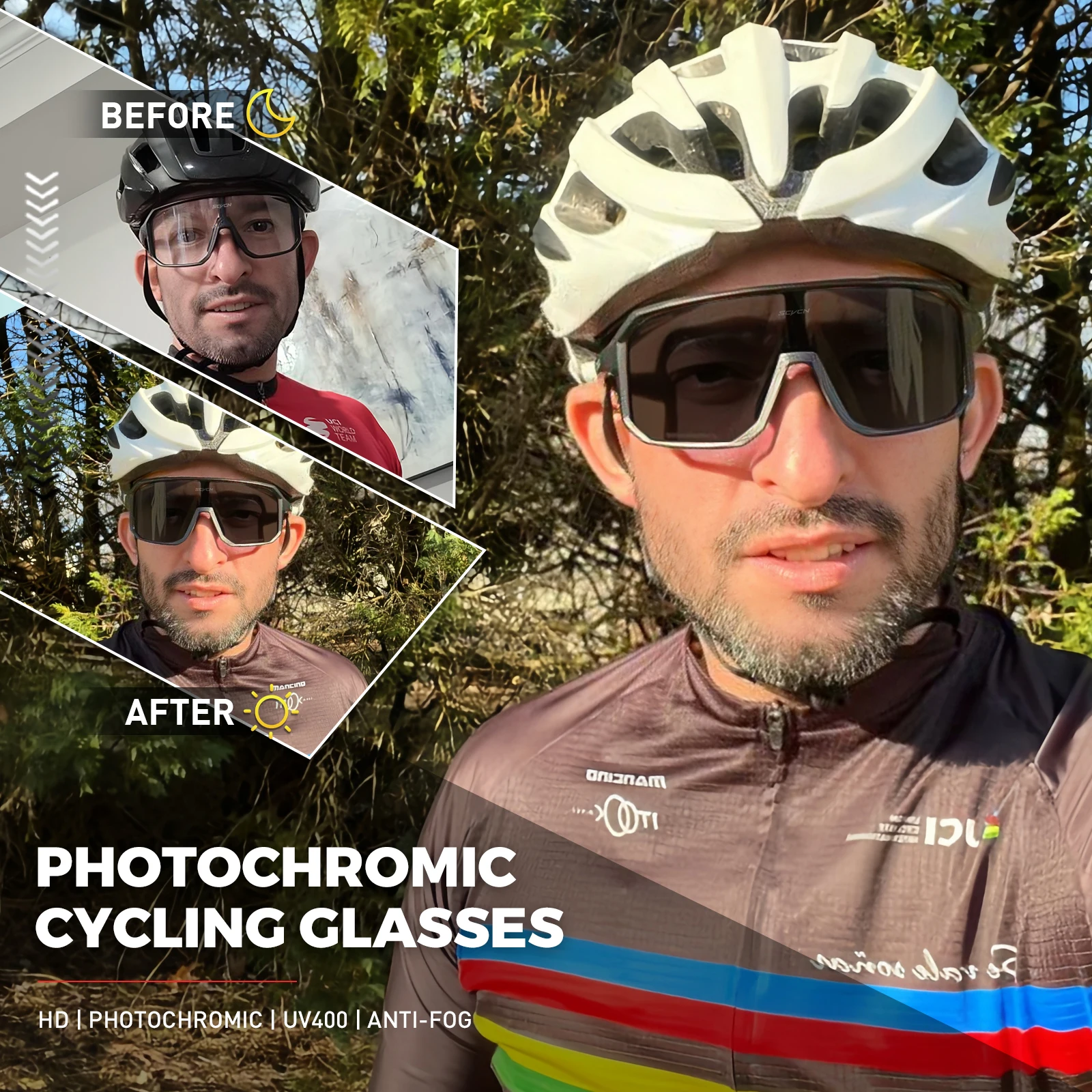 SCVCN Photochromic Cycling Sun - Mountain Biking Goggles review and price